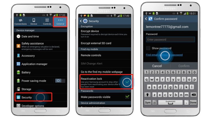 deactive reactivation lock note 4