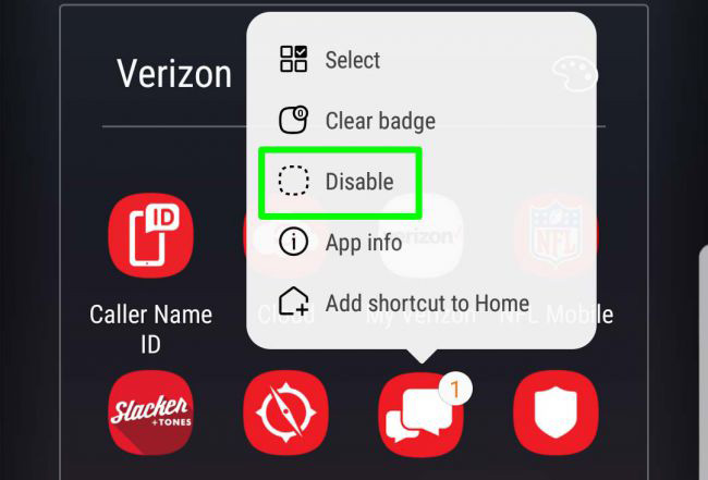hit disable