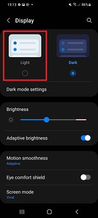 turn off dark mode
