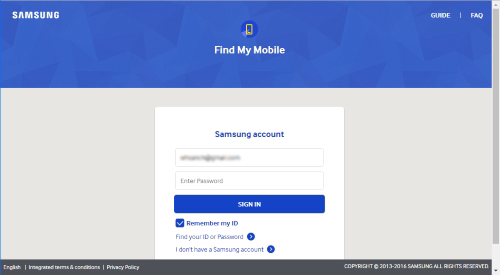 login page find my mobile