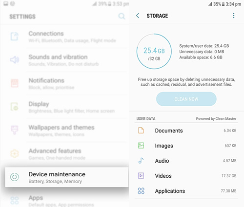 clear storage to improve performance