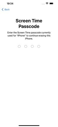 enter screen time passcode to erase iphone