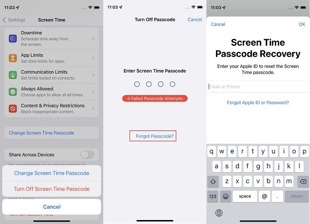 iphone screen time password reset