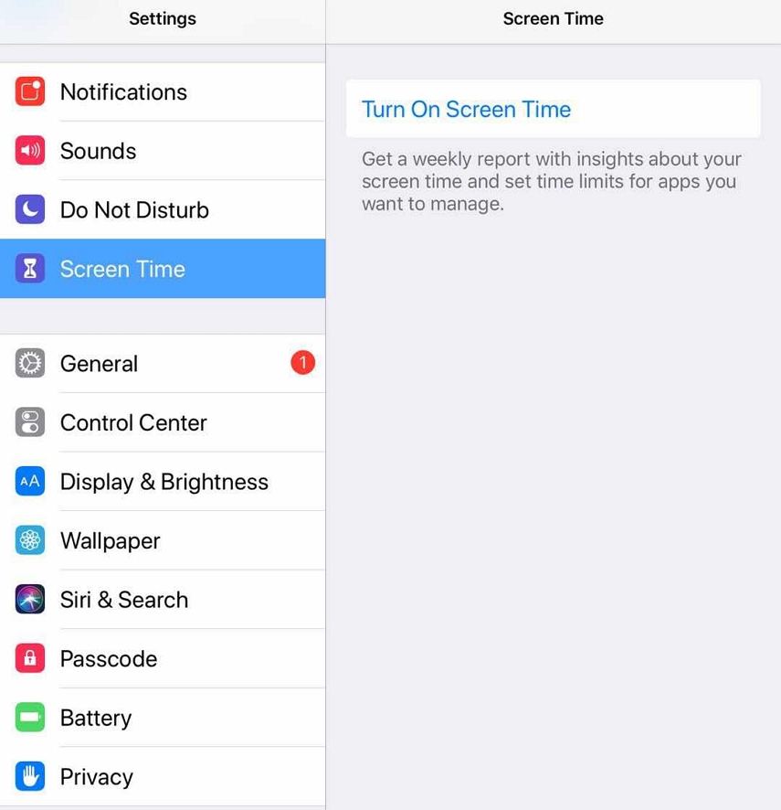 turn on screen time ipad