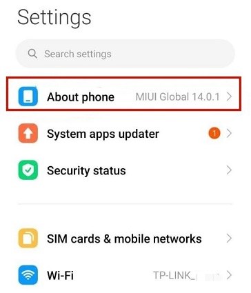 samsung setting about phone