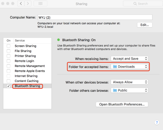 enable bluetooth sharing on mac