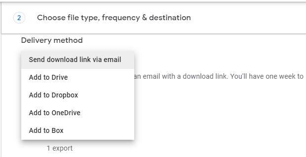 transfer from one google drive to another - select google drive data delivery method