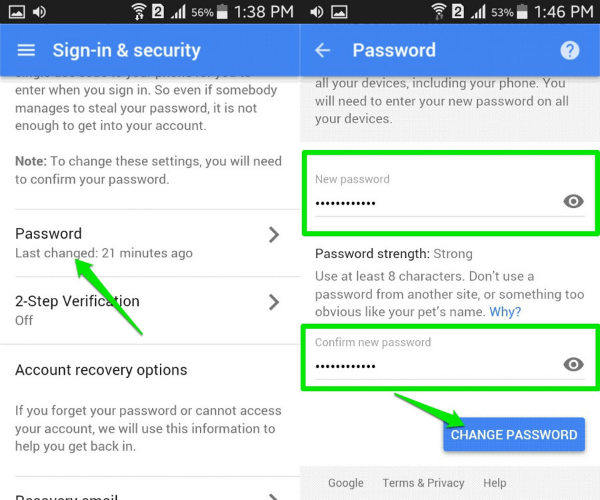 how can i change my email password in gmail