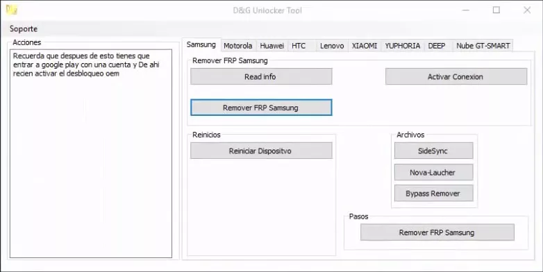 easy samsung frp bypass tool - d&g unlocker tool