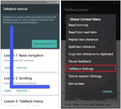 samsung j2 core frp bypass with talkback- enable talkback feature