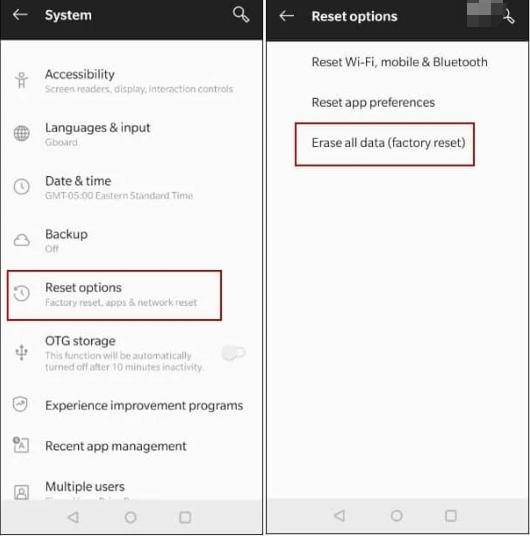 factory reset oneplus from settings 