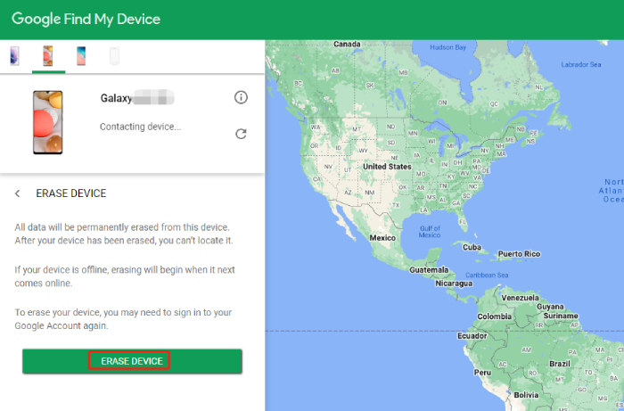 unlock samsung pattern with google account's help - erase device