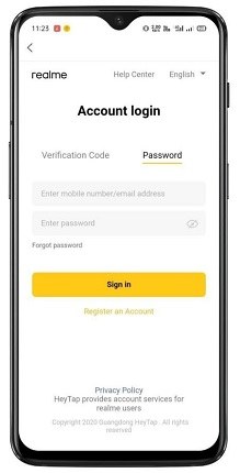 Reset Privacy Password in Realme via Linked Account