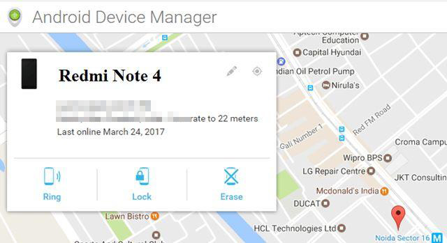  occa il blocco del pattern del telefono tramite Gestione dispositivi Android 