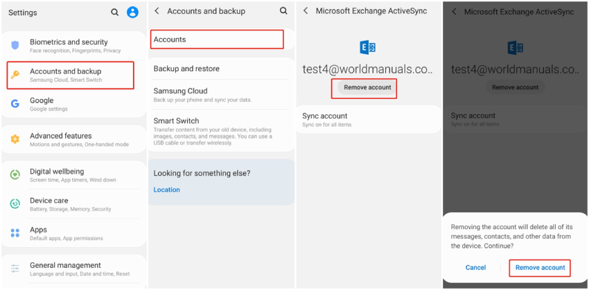 how to remove previously synced google account from android without phone reset