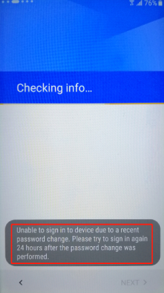 unable to sign in device due to a recent password change