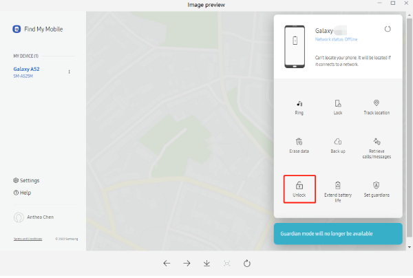 bypass samsung lock screen without losing data via find my mobile - click unlock