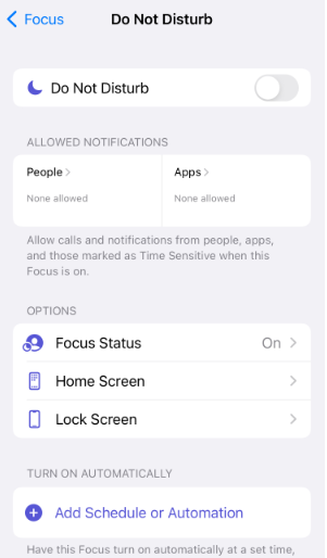 아이폰 집중모드 사용자 설정 저장 화면