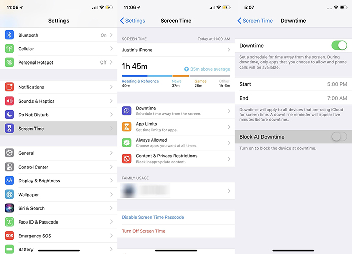 disable iphone screentime downtime