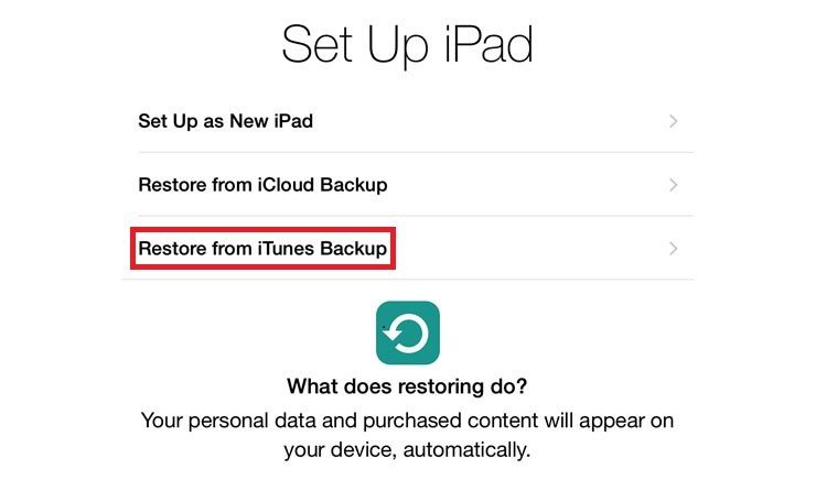 restore from itunes backup