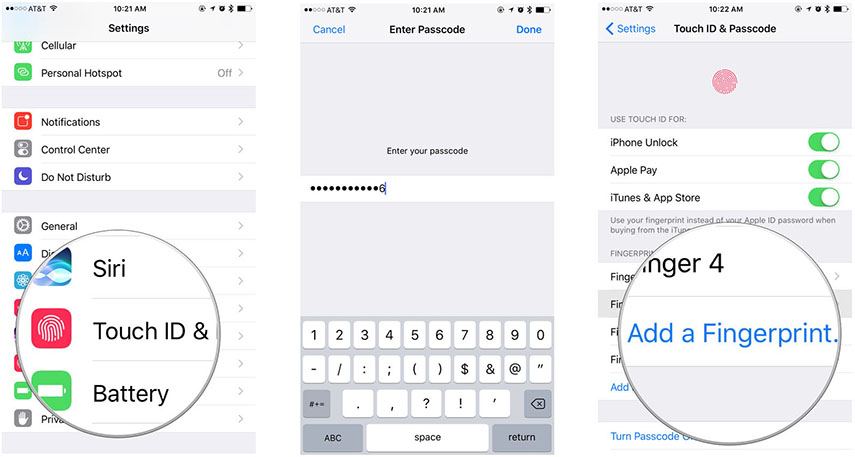 set up touch id iphone