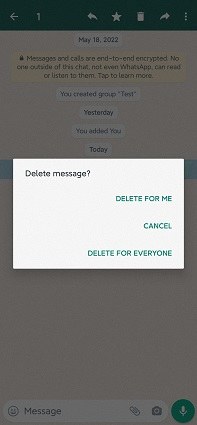 delete WhatsApp message