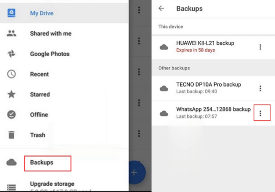 find whatsapp backup on google drive