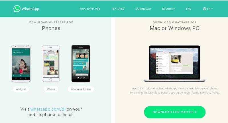 Download WhatsApp for iOS, Mac and PC