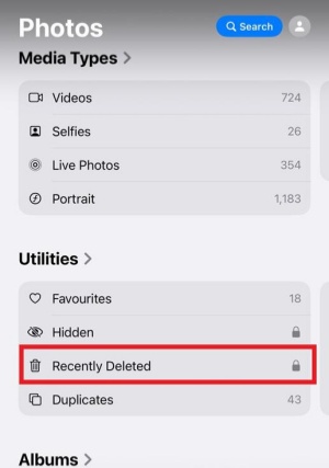 accessing recently deleted folder