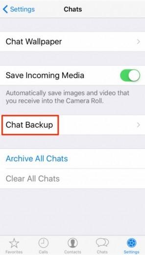  check the status of the chat backup 