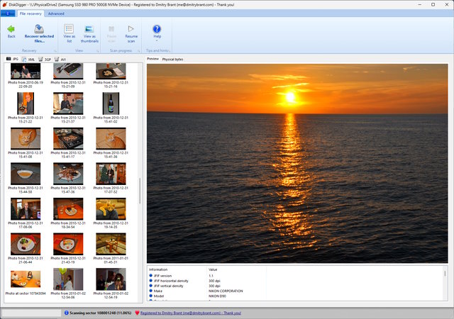DiskDigger photo recovery tool interface 
