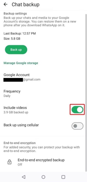 include videos in backup