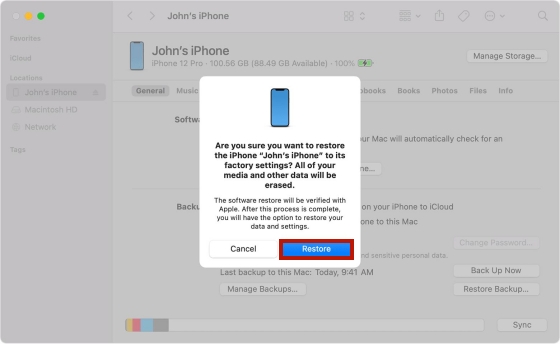 itunes factory settings