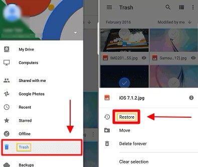 open trash and click recover