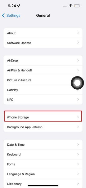 pressione o botão de armazenamento do iphone