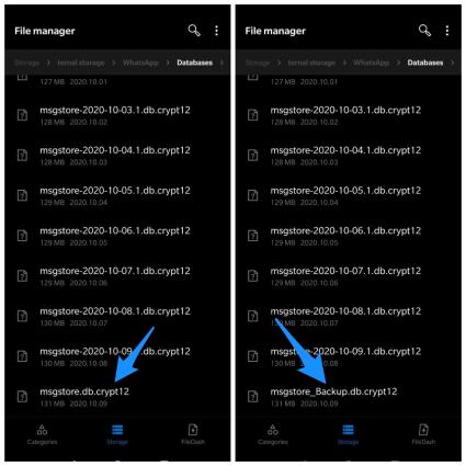 restore the data via local files