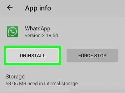 desinstalar o aplicativo WhatsApp