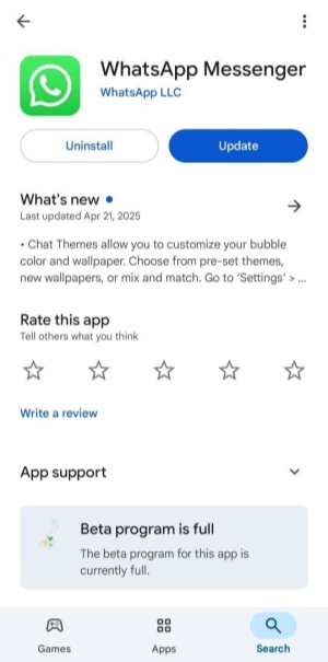 update whatsapp
