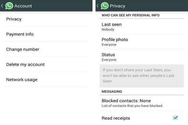 whatsapp privacy settings