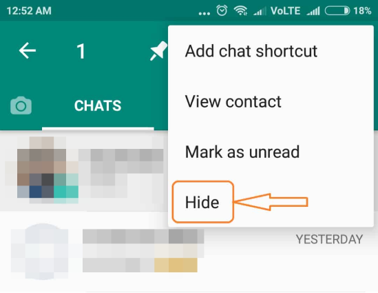 Whatsapp hidden chat