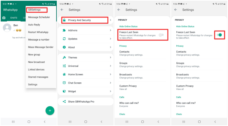 How to Hide Online Status in GBWhatsApp Android