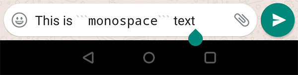 monospace text in whatsapp