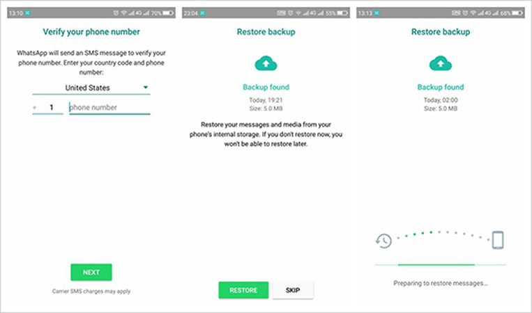 how to restore whatsapp backup from google drive to iphone