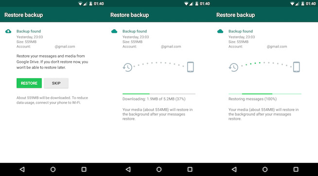 restore whatsapp android