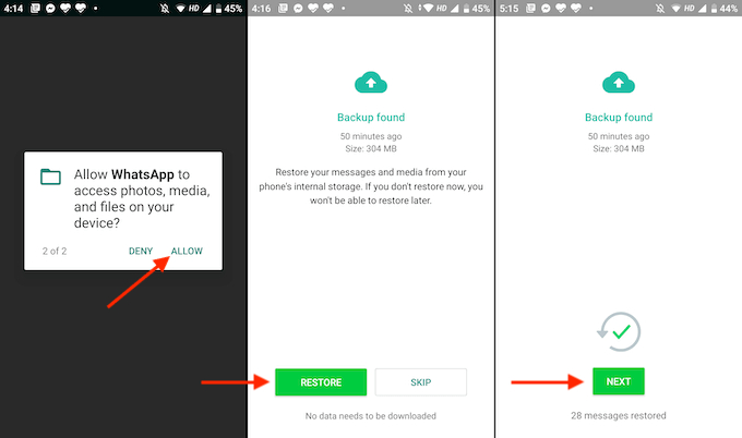 restore whatsapp backup from google drive to phone