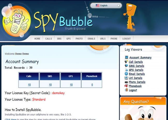 SpyBubble app