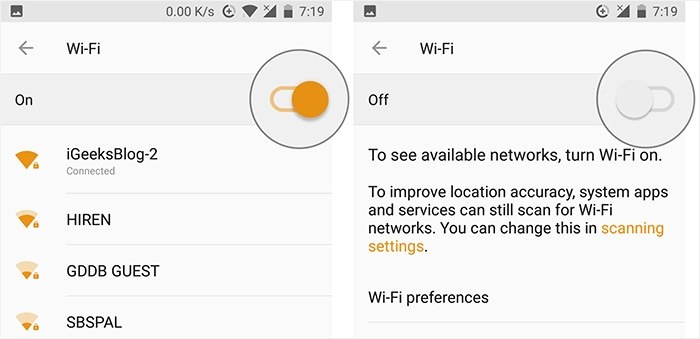 turn off wifi