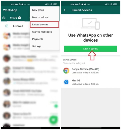 use whatsapp on android tablet-link a device