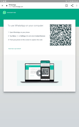 use whatsapp on android tablet- qr code