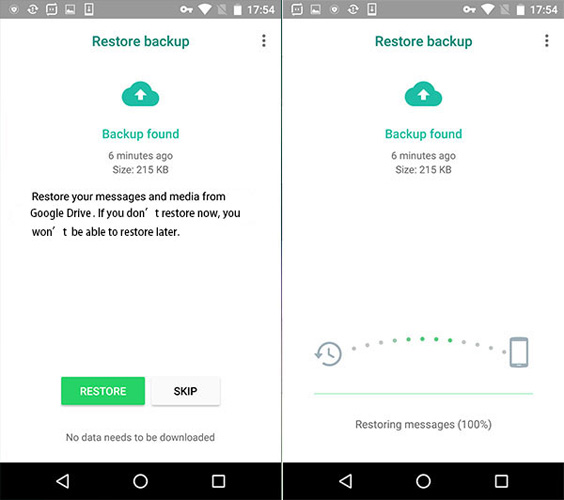 whatsapp backup found